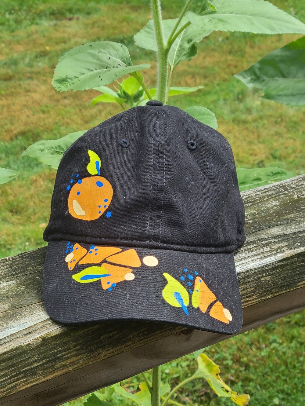 handpainted orange baseball hat